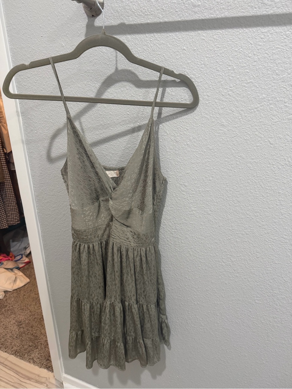 Altar’d State Sage Green Twist Mini Dress
